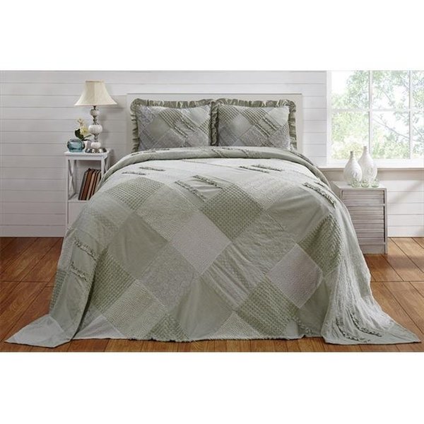 Better Trends Better Trends BSRCTWSA Twin Ruffled Chenille Patchwork Bedspread; Sage - 81 in. BSRCTWSA